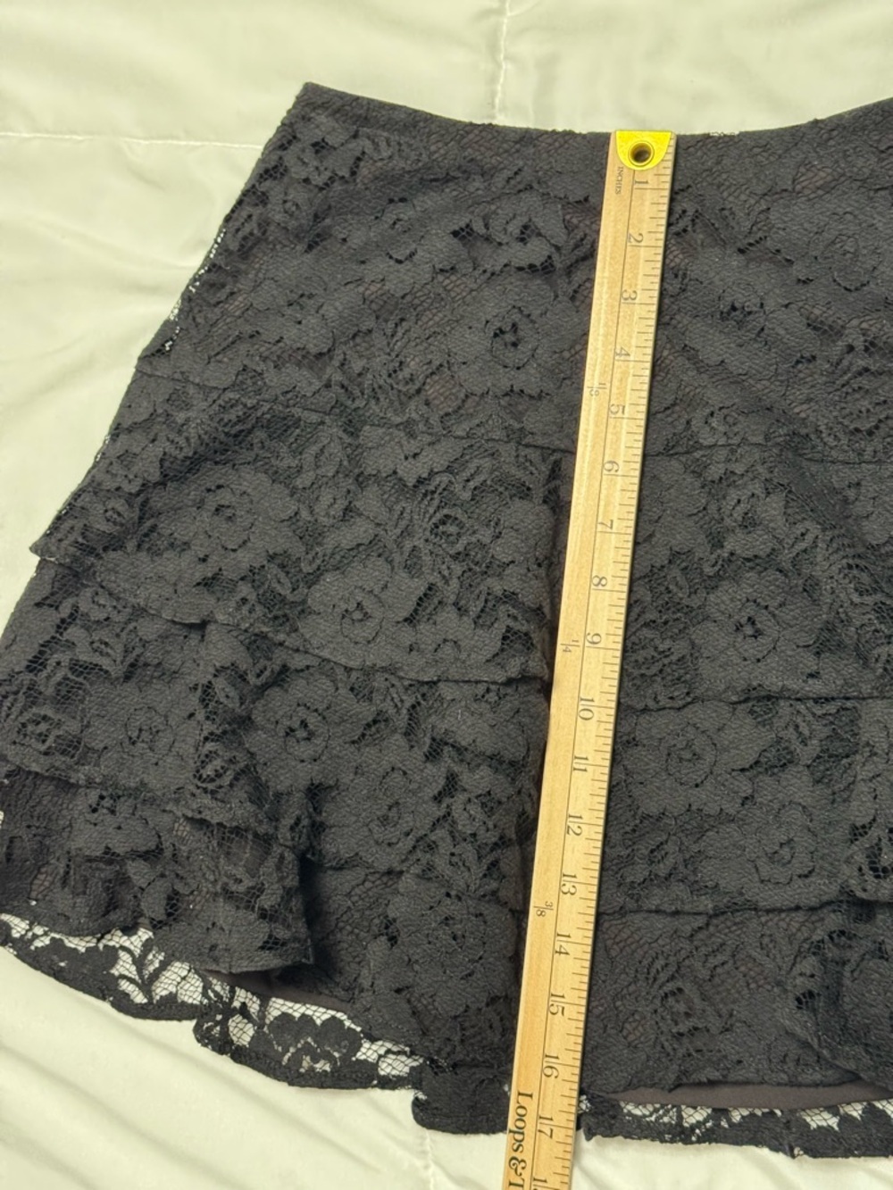 Peruvian Connection Black Drop Waist Ruffled Lace Mini Skirt - Picture 10 of 10